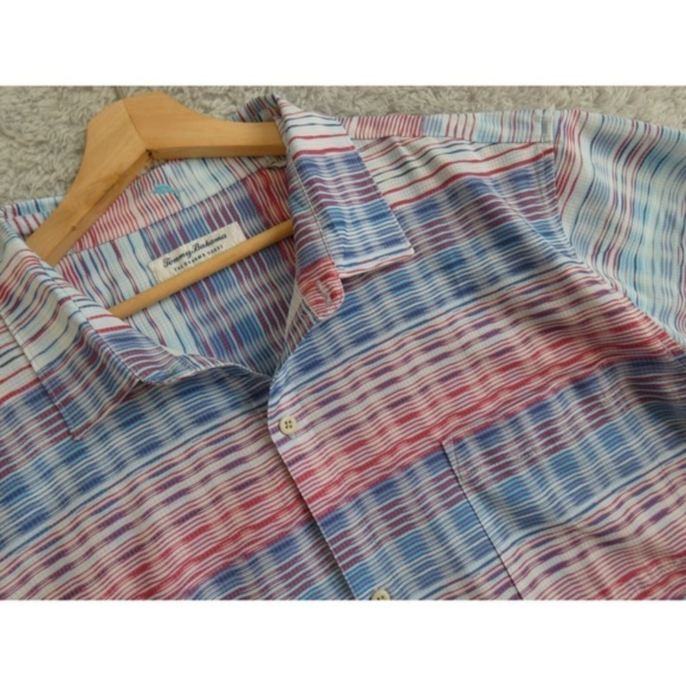 Tommy Bahama‎ Shirt Men's XXL Multicolor Geometric Lightweight Stretch